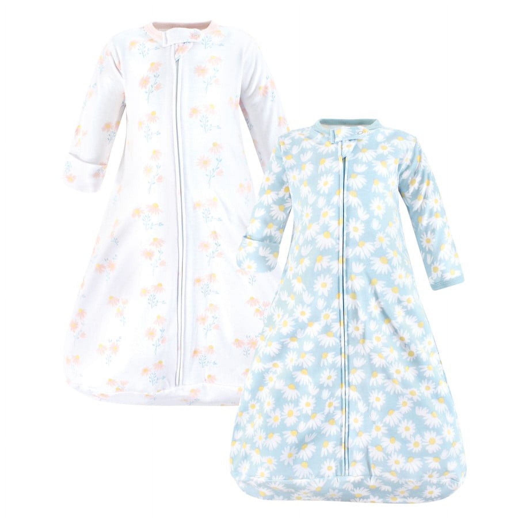 Hudson Baby Infant Girl Cotton Long-Sleeve Wearable Sleeping Bag, Sack, Blanket, Mixed Daisy, 12-18 Months